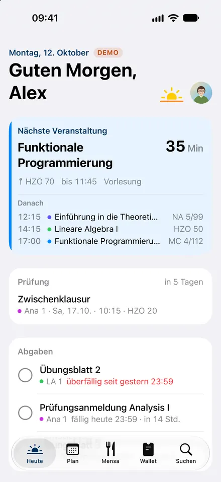 den Heute-Tab (hell)